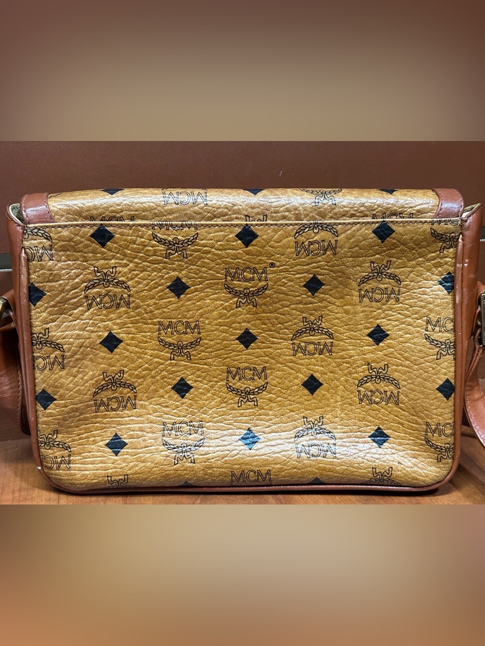 Vintage MCM Cognac Visetos Shoulder Crossbody Bag Made in Germany - Picture 3 of 15